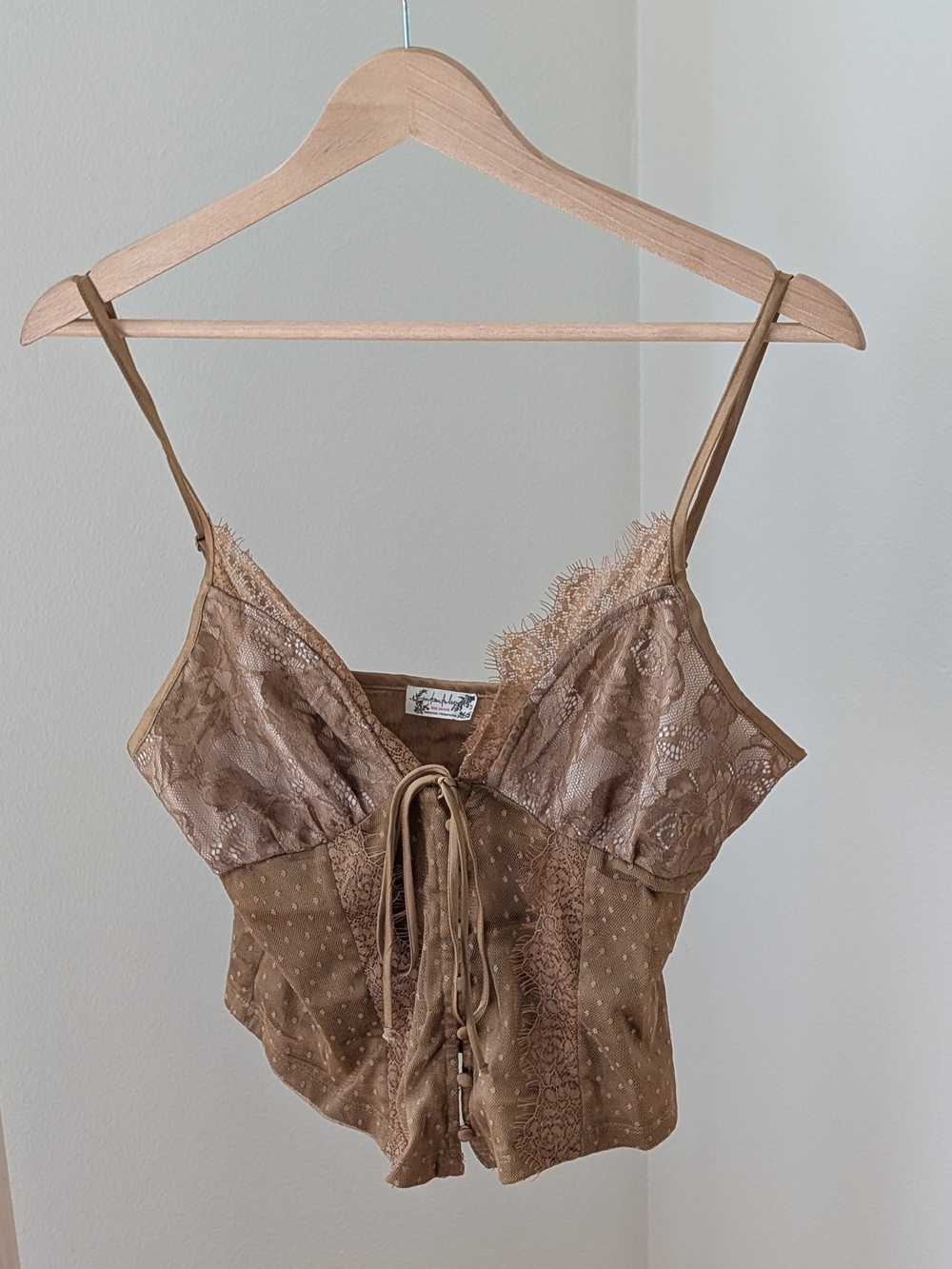 NEW Free People Intimately See Me Now Lace-Trim Corset Cami in Cognac Brown - S - Picture 4 of 9